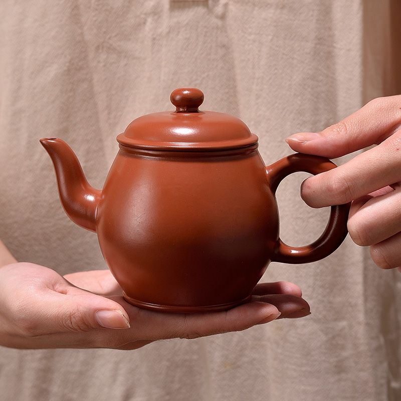 紫砂朱泥茶壶大容量半手工泡茶壶中式家用功夫茶具茶杯茶壶