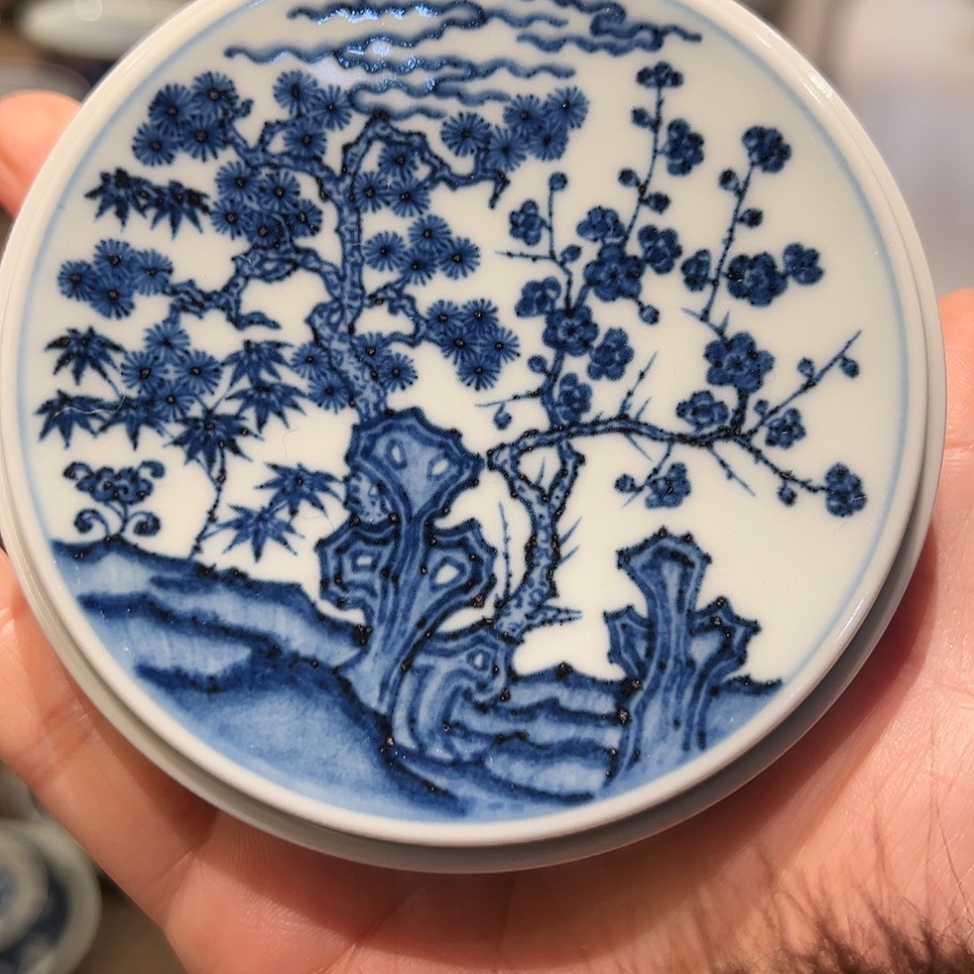 御溪柴窑岁寒三友盖置