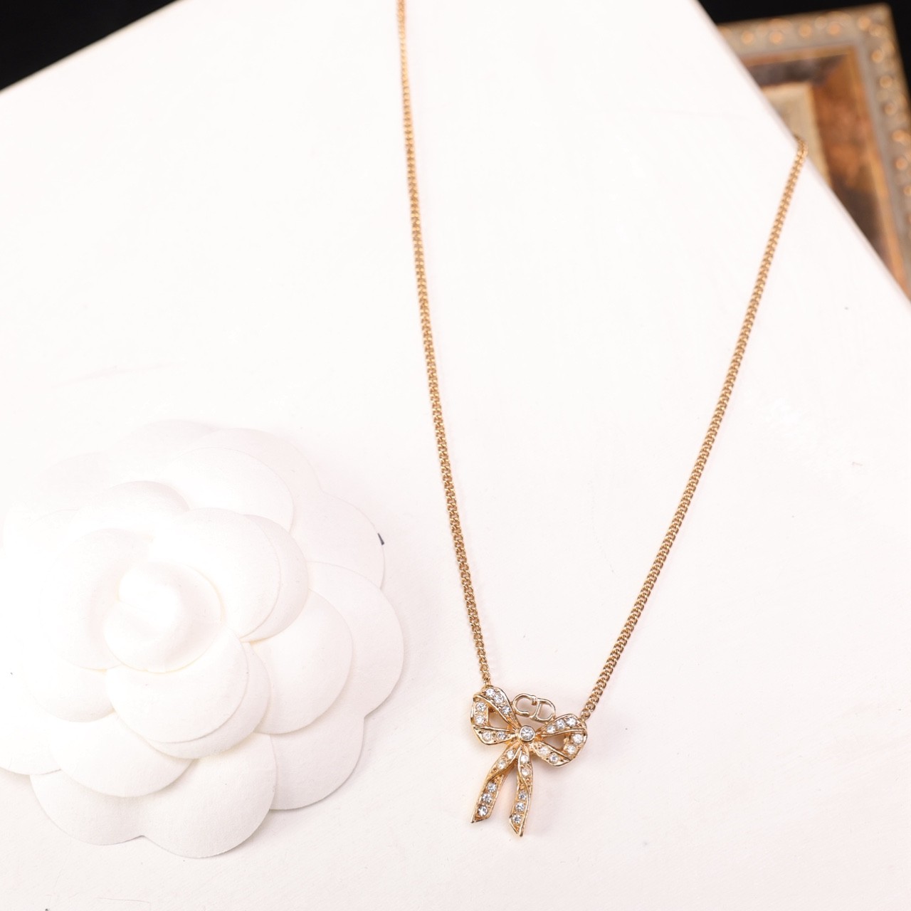 95新 DIOR/迪奥 柚礼中古/迪奥蝴蝶结CD项链lz512118