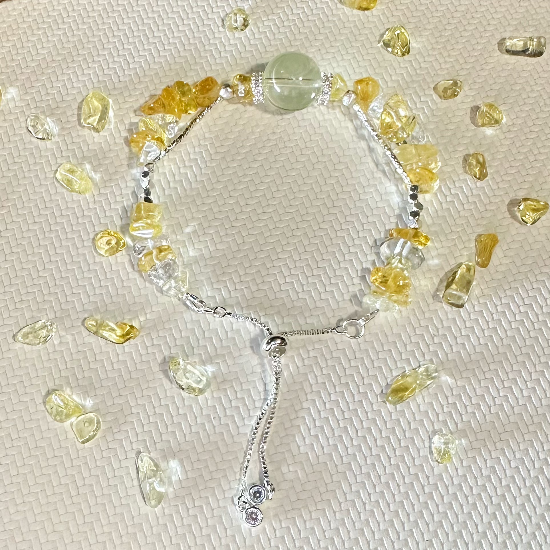 【流金碎萤】天然水晶巴西黄水碎冰冰手链