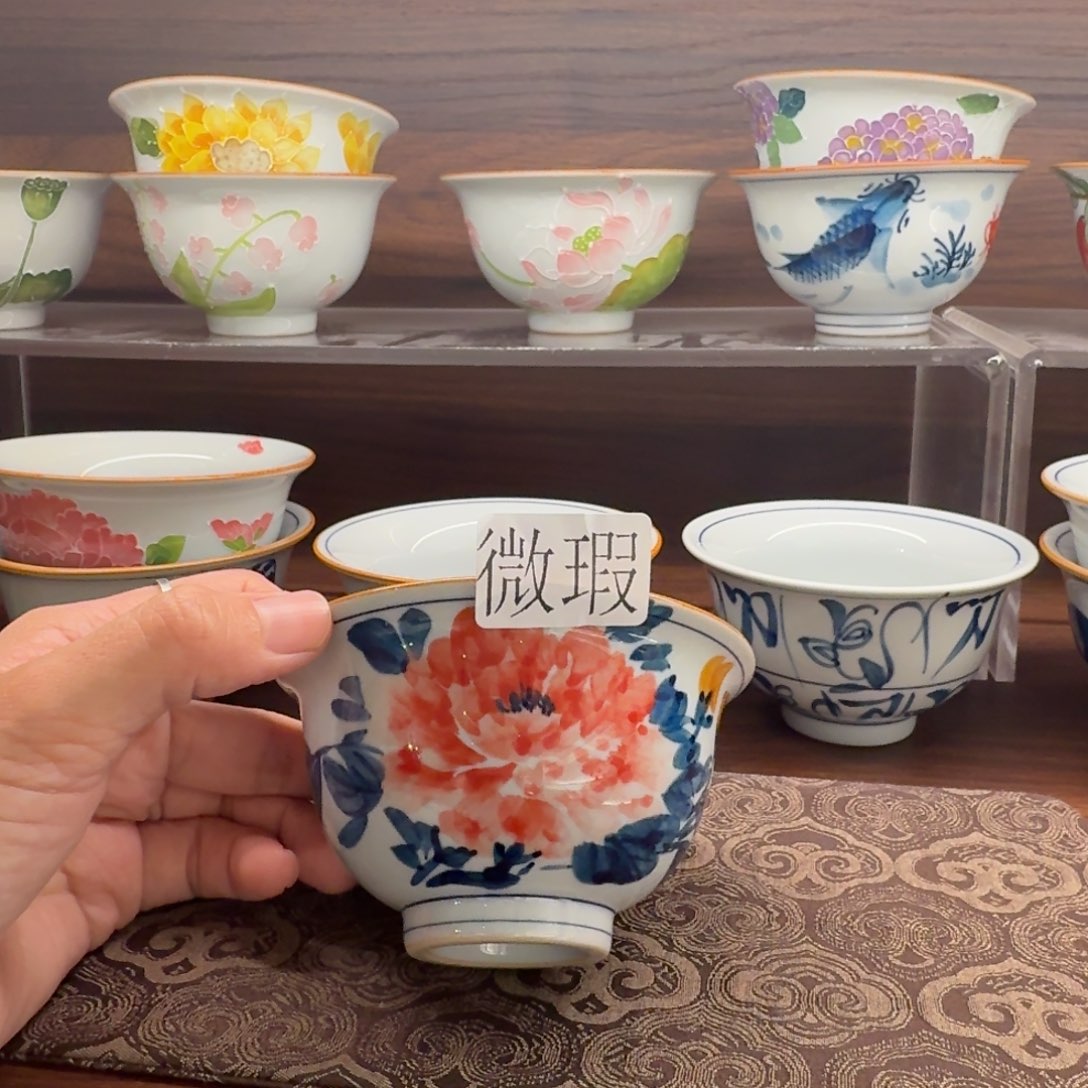 釉下手绘茶具微瑕