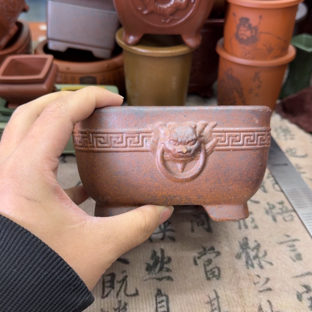 紫砂花盆宜兴紫砂瑕疵13x6