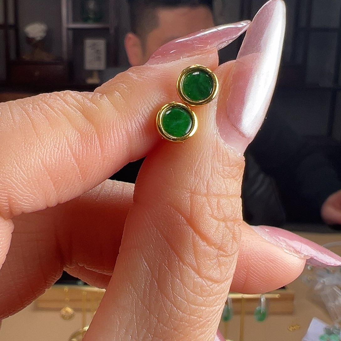 翡翠银S925镶嵌耳饰耳环29