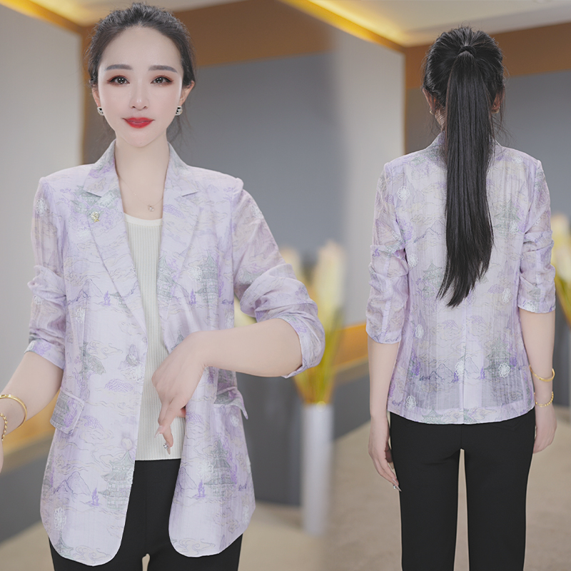 【高货定制】B1076香芋紫妈妈小西装外套女2025新款夏季西服上衣薄