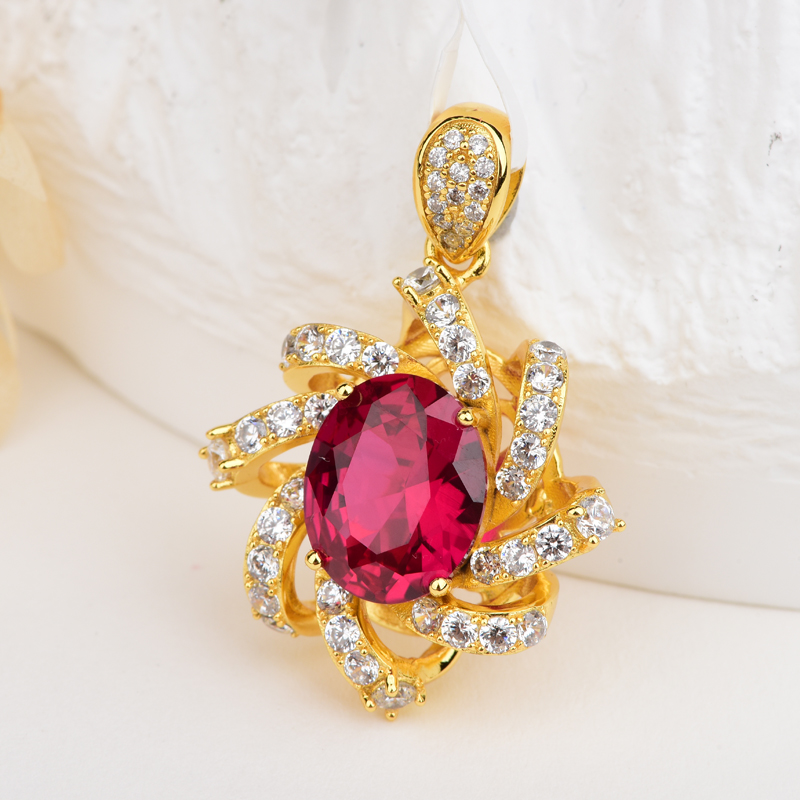 18k缅红豪镶水贝高定时尚定制款吊坠a709