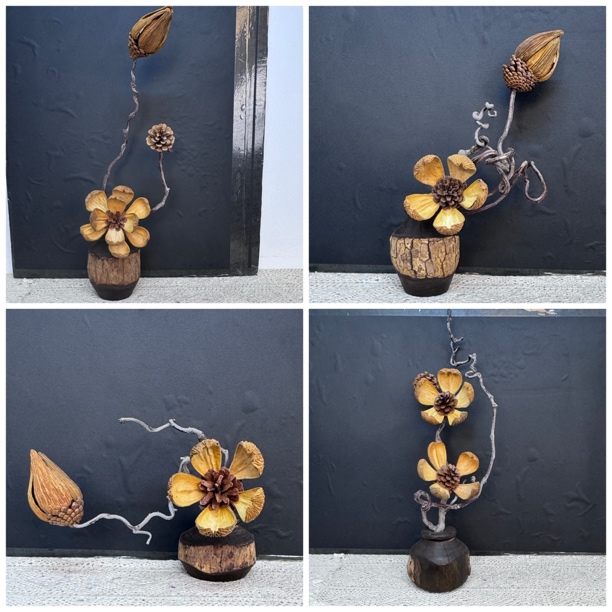 【桌面款】龙枣枝油画莲天然干树枝侘寂风家居室内枯枝摆件造型装饰