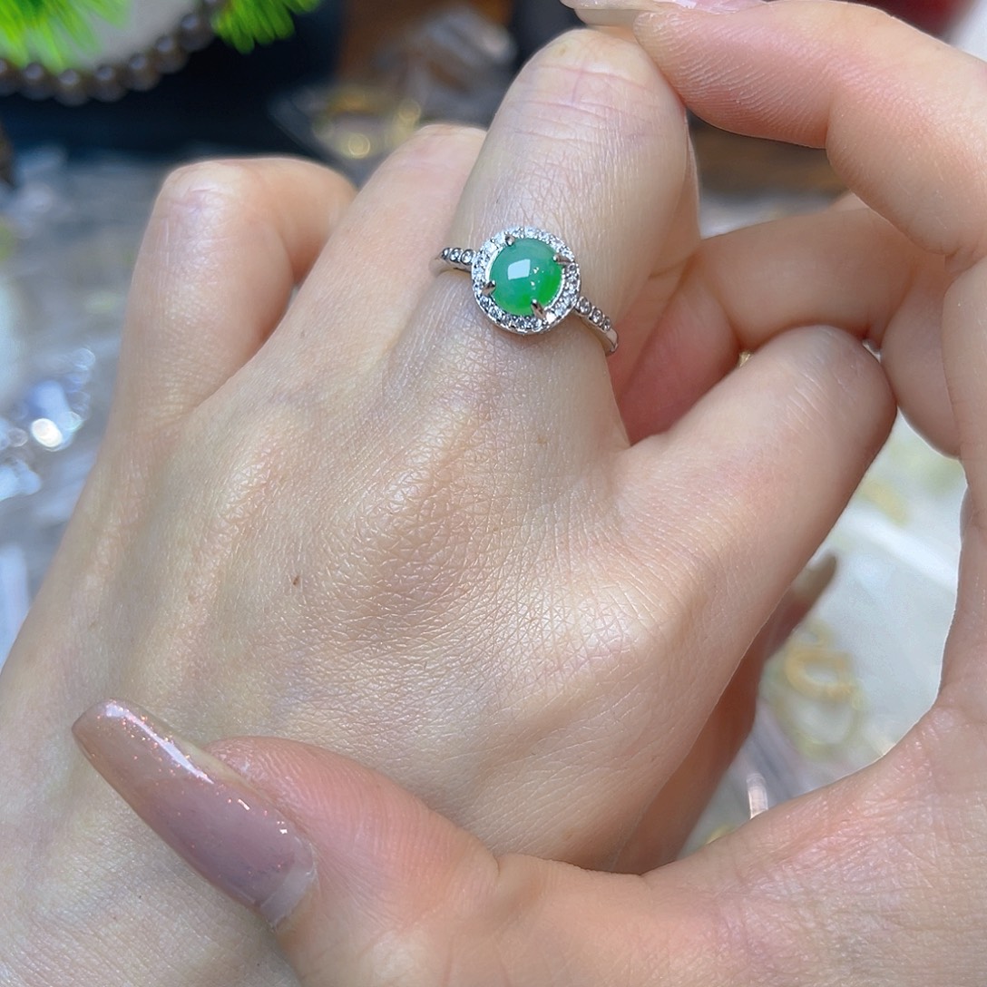 翡翠银S925镶嵌戒指