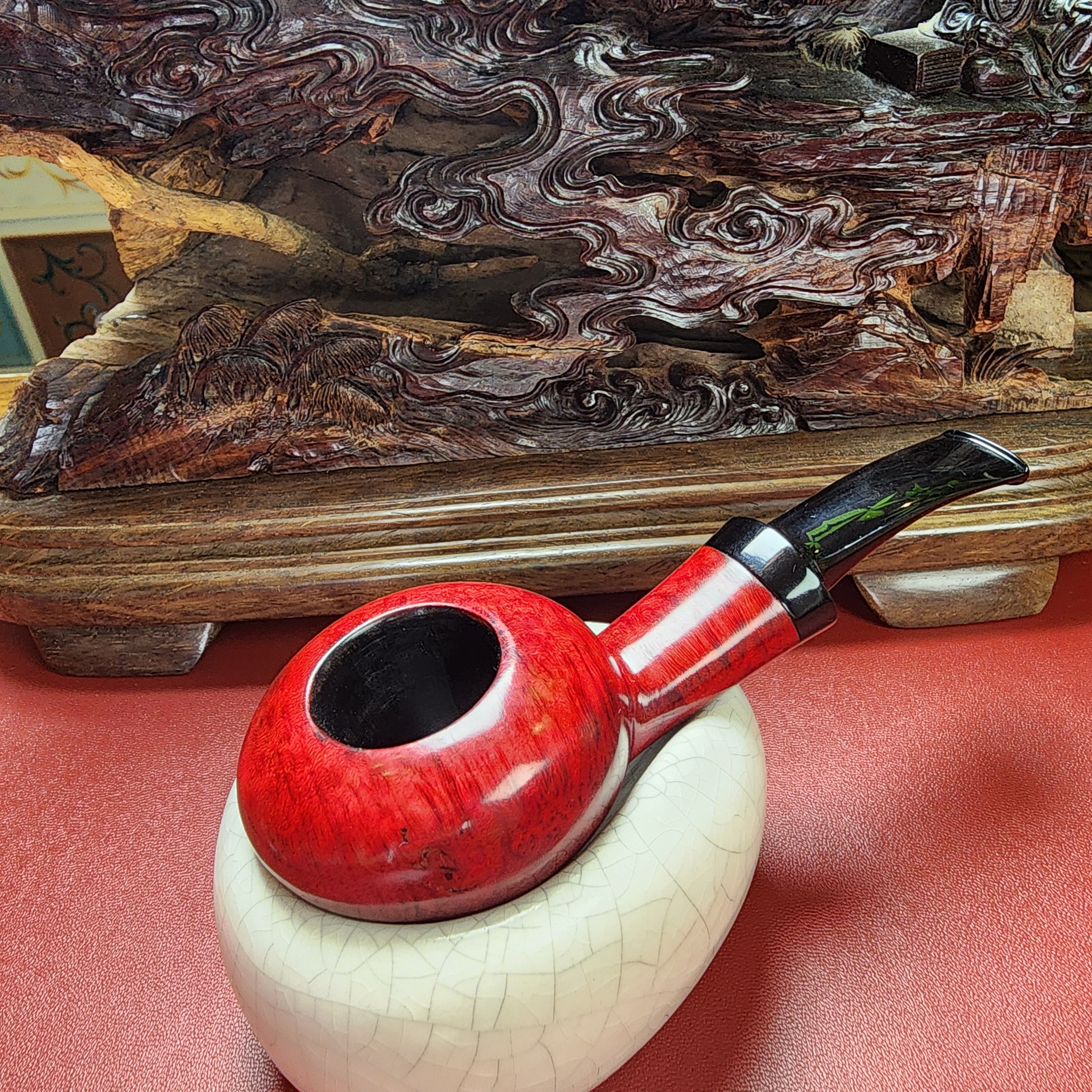 DENG PIPE 手工烟斗，入门系列平底锅番茄斗型石楠木烟斗3mm烟道