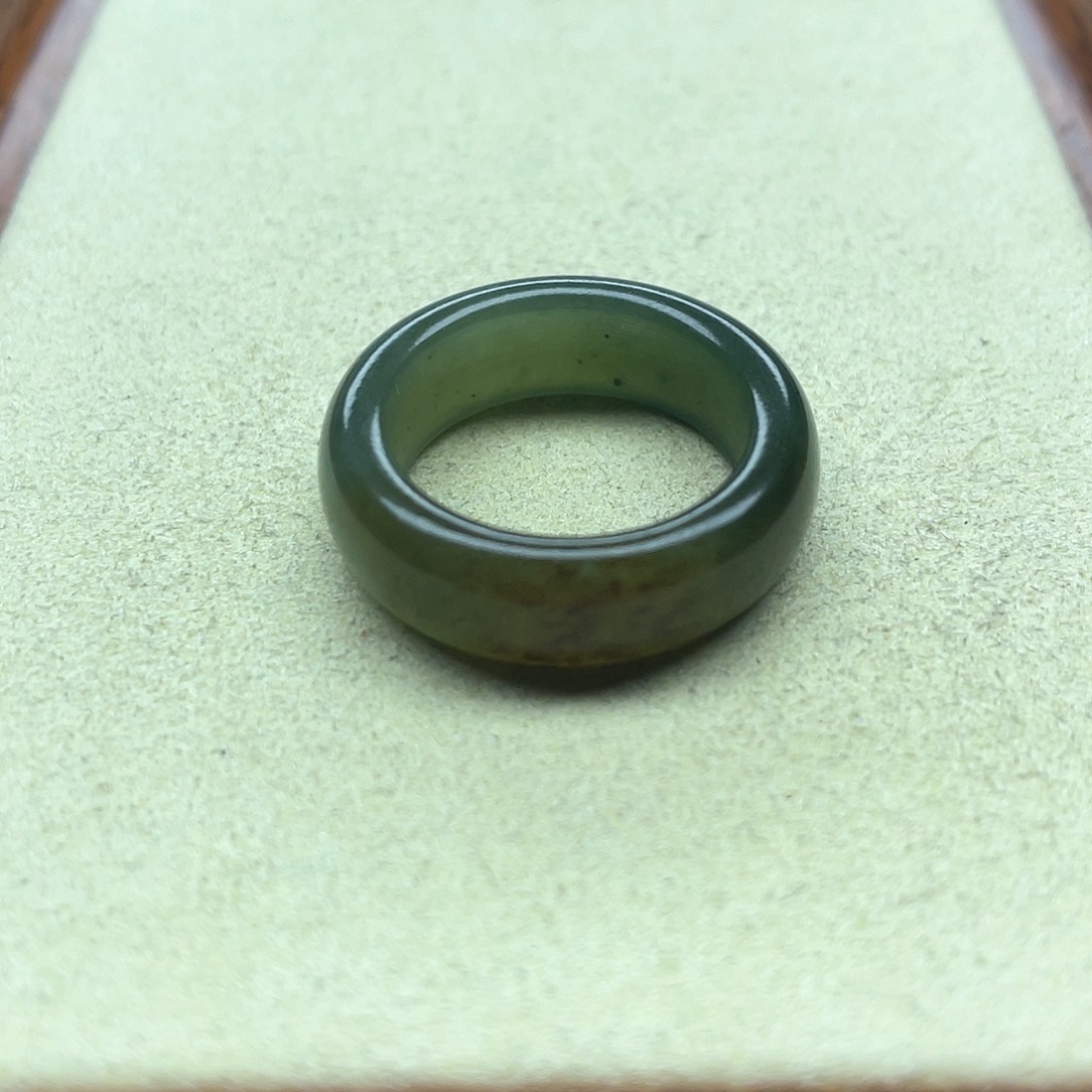 未镶嵌戒指和田玉110切末蓝带糖宽条17码