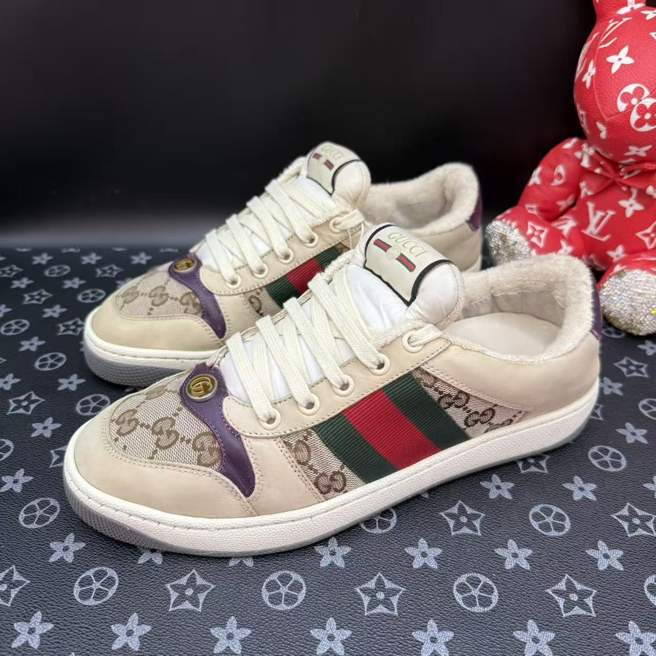 95新 GUCCI/古驰 男士紫尾老花脏脏鞋多尺码