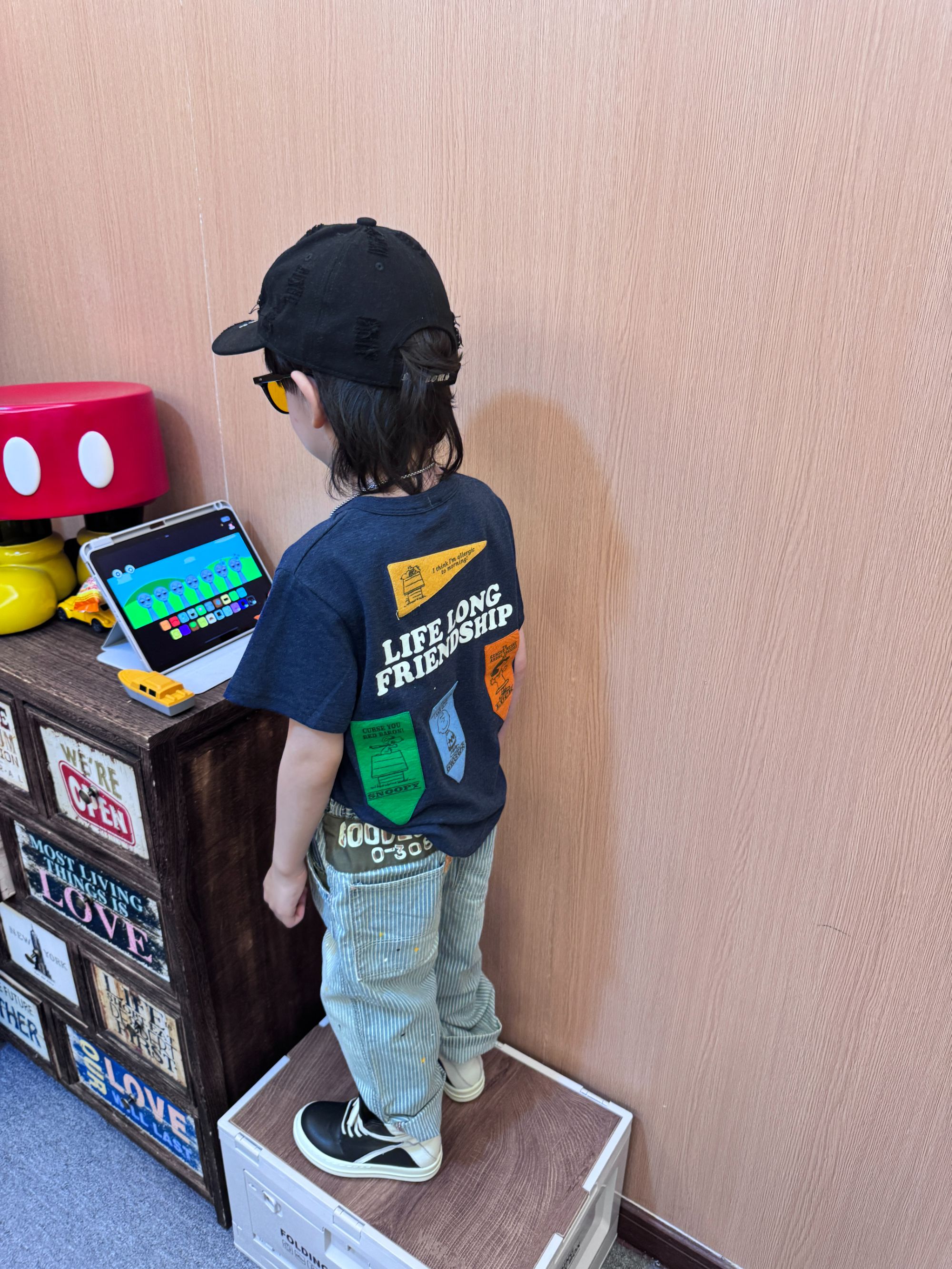 令佳潮牌夏季儿童DD卡通人物印花贴布T恤小童童装上衣宝宝2689