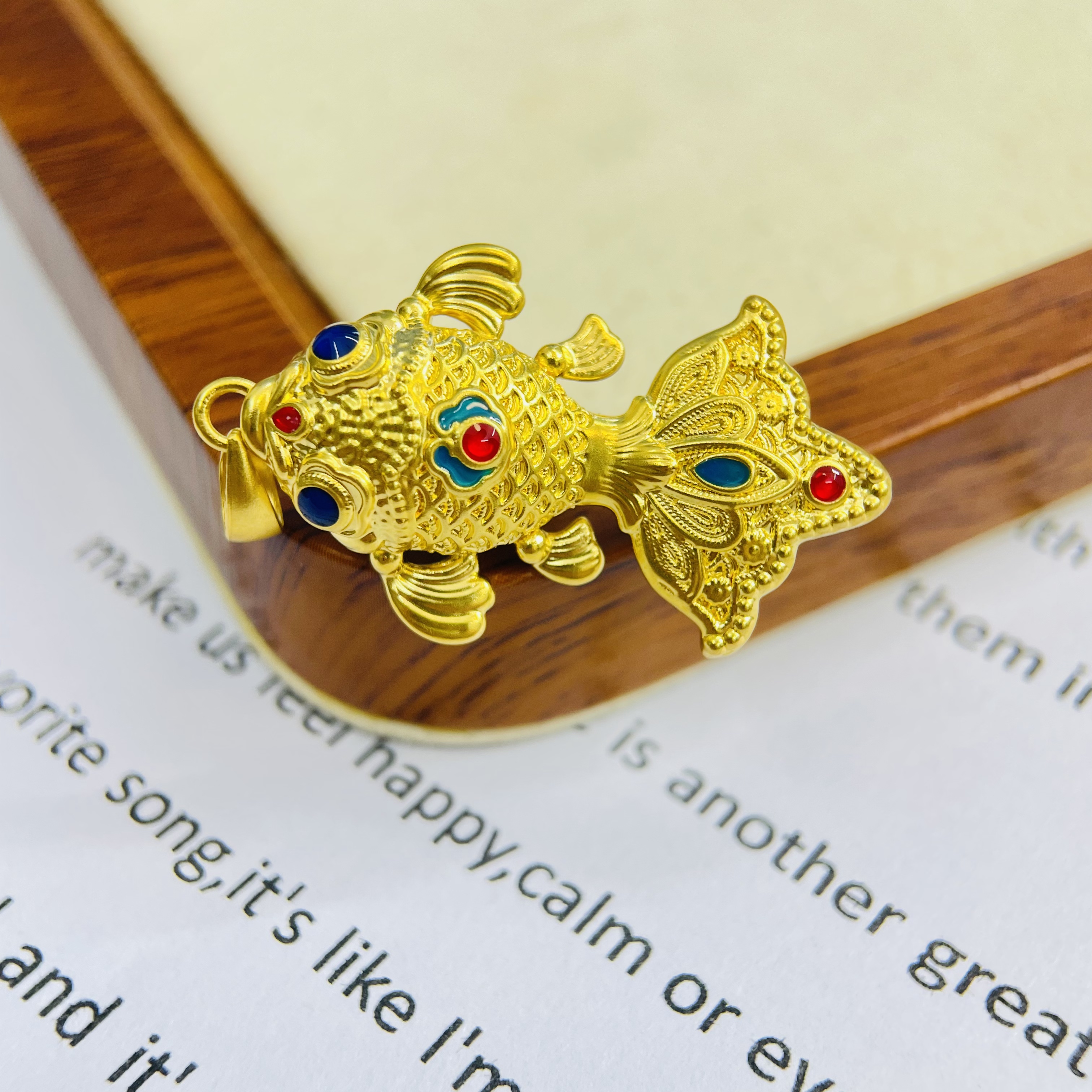 足金999珐琅金鳞鱼黄金首饰配件DP2774-02500