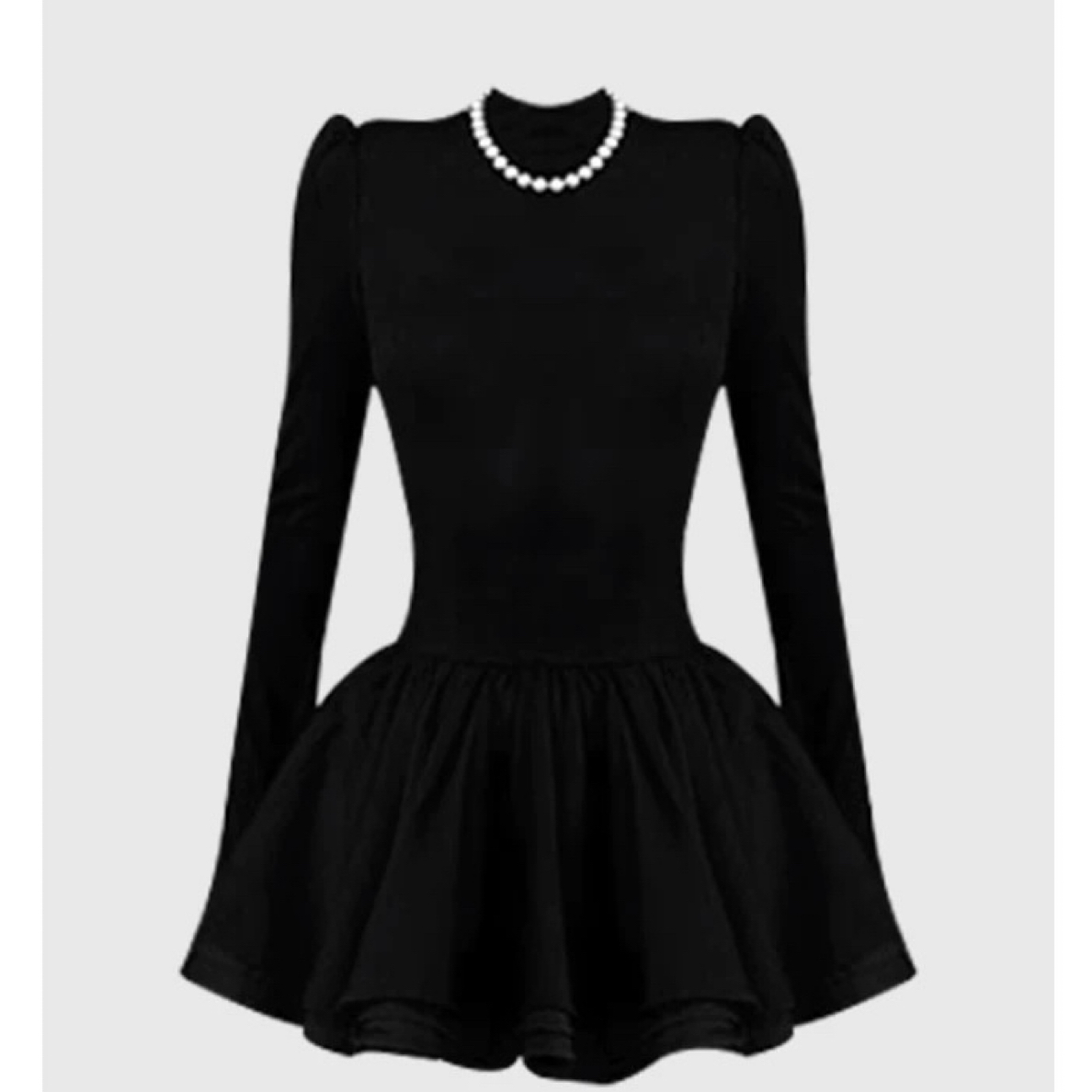 大美丽·「法式千金➕绒版」大码显瘦黑色收腰蓬蓬连衣裙