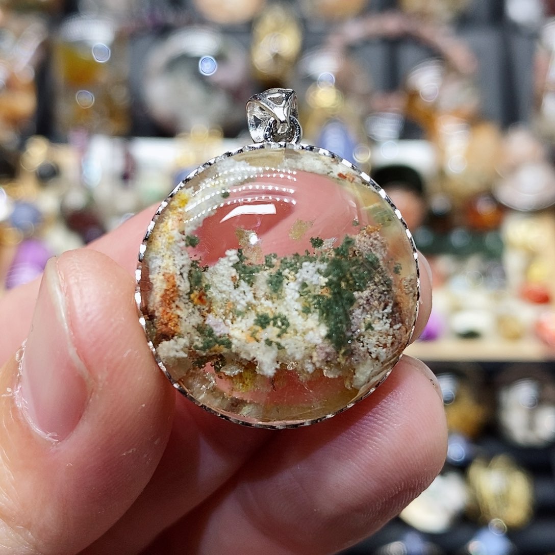 水晶颈饰银S925镶嵌天然精致水晶吊坠
