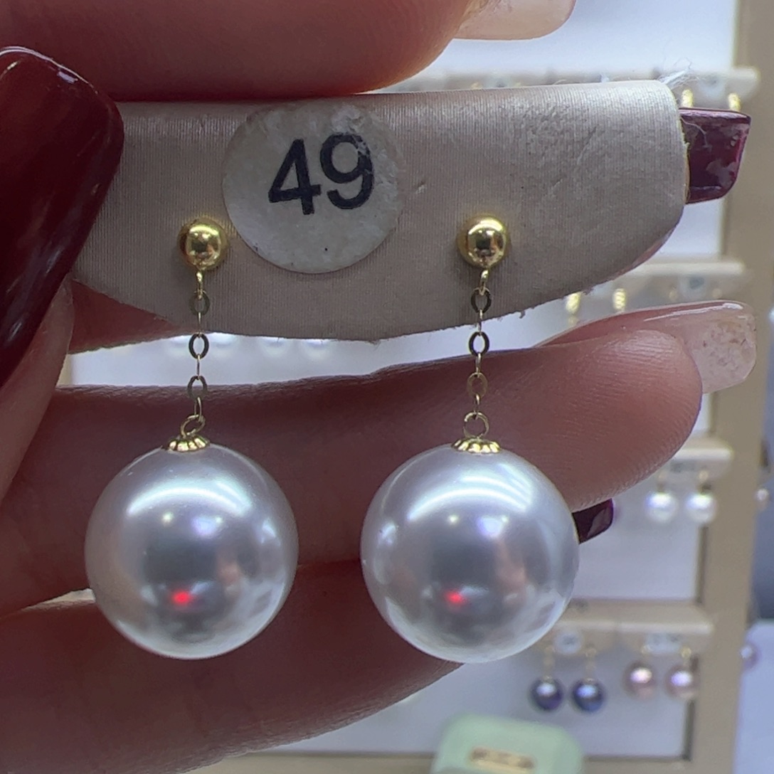 淡水珍珠耳饰18K金镶嵌