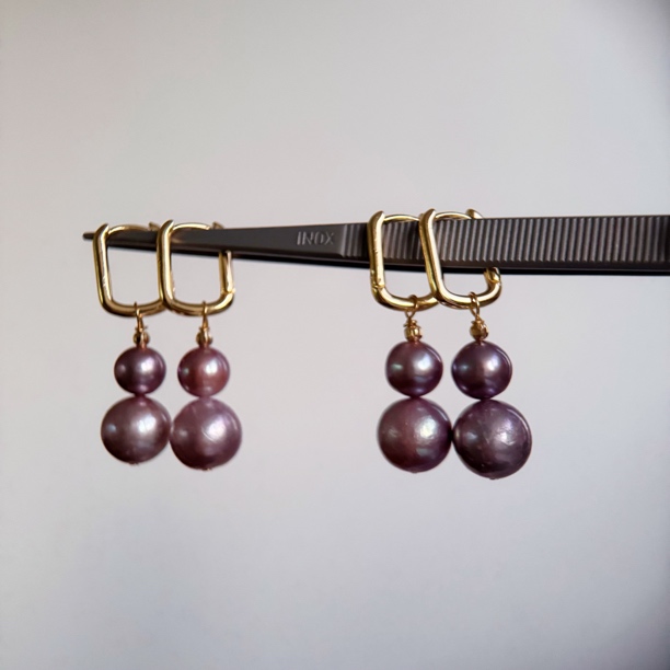 【绎世珍珠】宝葫芦天然珍珠紫色炫彩新中式耳环耳坠（多样性发一）