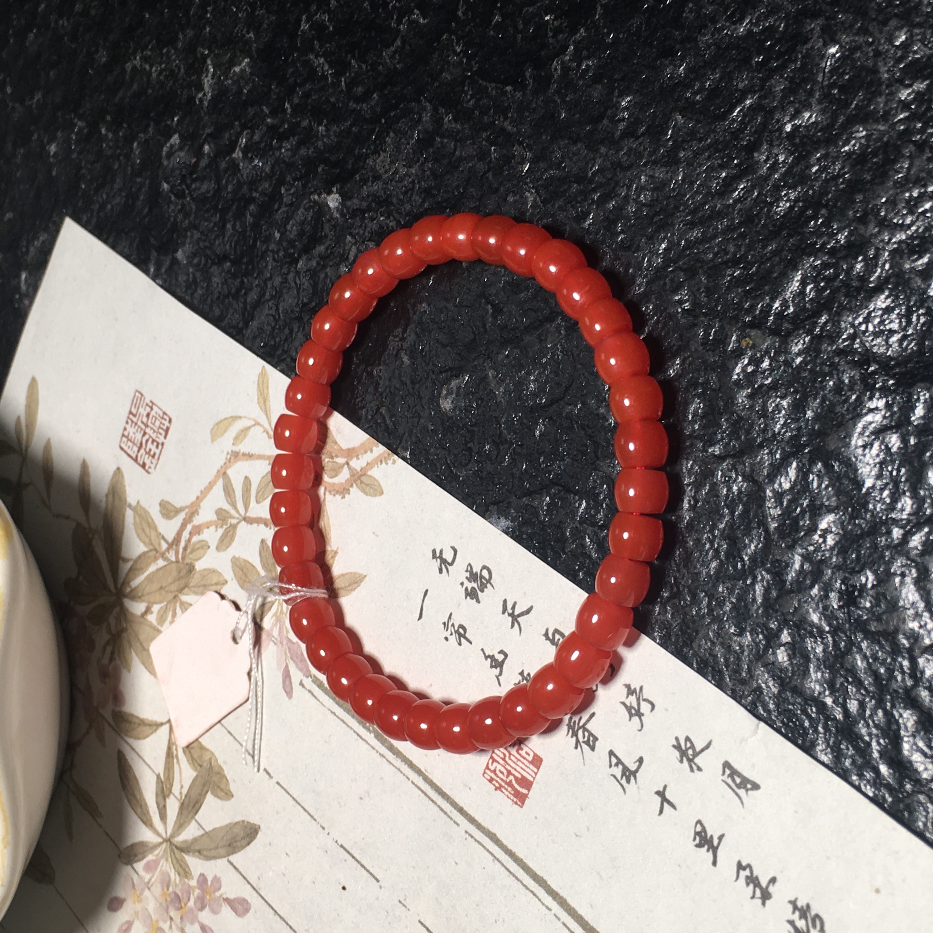 【朱锦南红】保山南红玛瑙冰红单圈直切手串简约百搭显白6mm11.3g