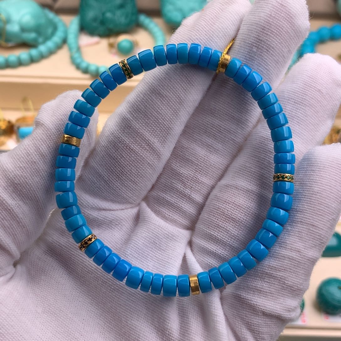 绿松石珠宝奇石18K金镶嵌