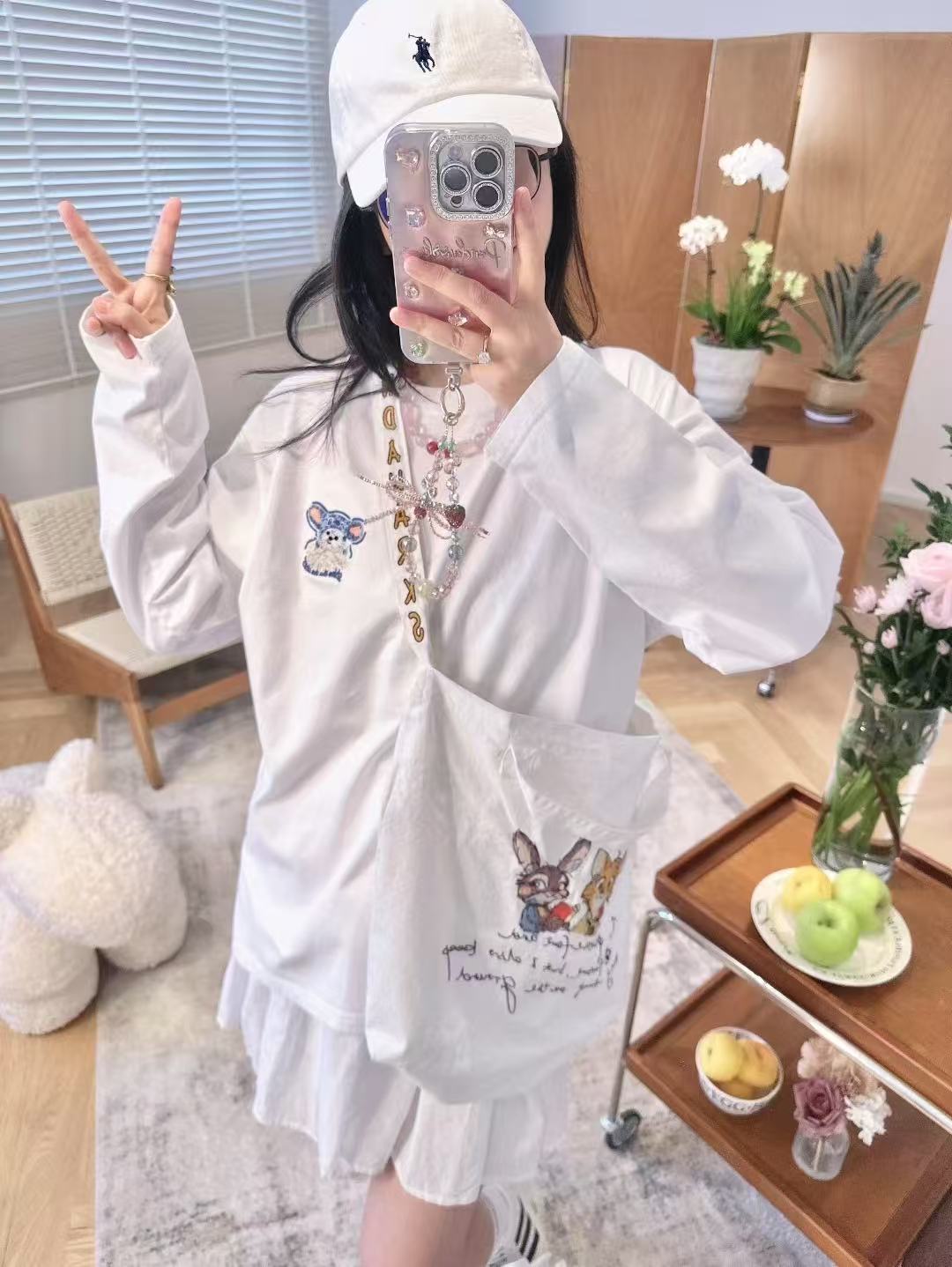 猫鼠熊精选熊猫panda家卡通小狗纯棉圆领长袖T恤白色卫衣简约精致