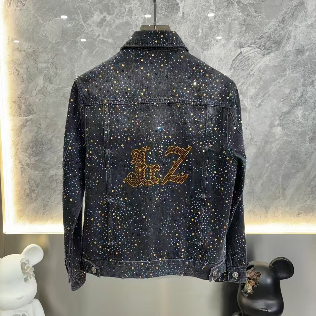 满天星牛仔外套时尚男士春秋水洗复古韩版修身秋季灰色休闲欧美