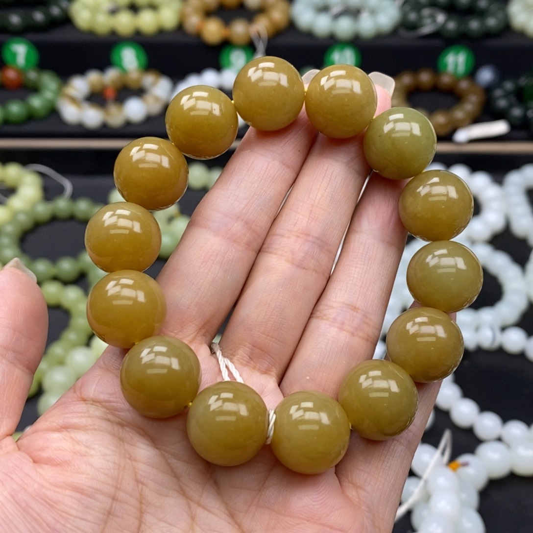 手链未镶嵌和田玉（糖玉）15m m