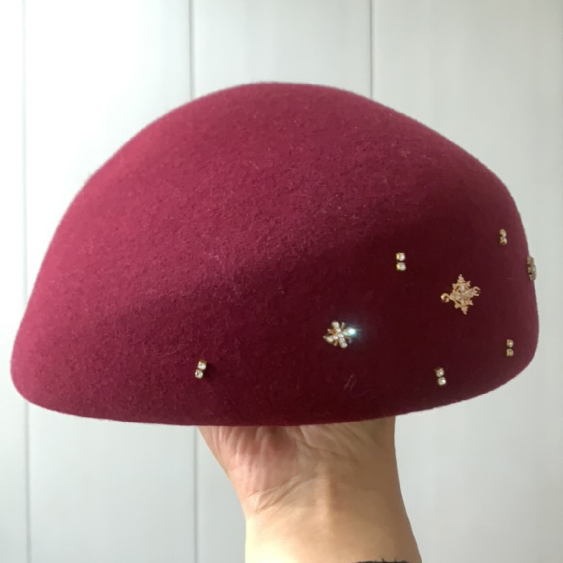 秋冬羊毛贝雷帽女士复古优雅麦穗装饰百搭时尚礼帽