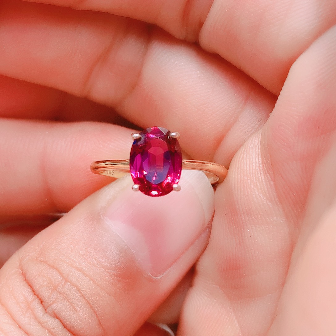 石榴石戒指银S925镶嵌7✖️9