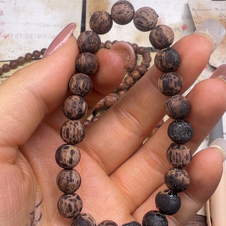 降真香手串/手链降真香08圆珠黄白油23颗