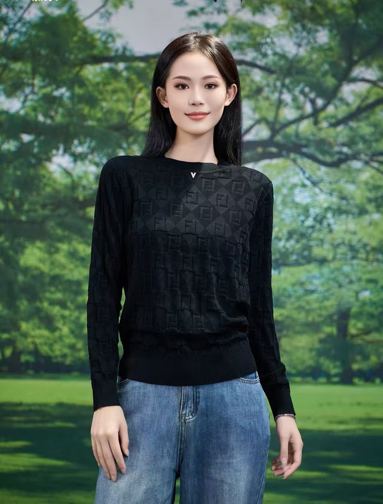 1【莱赛尔天丝】春季新款针织上衣女装长袖针织衫减龄显瘦上衣时尚