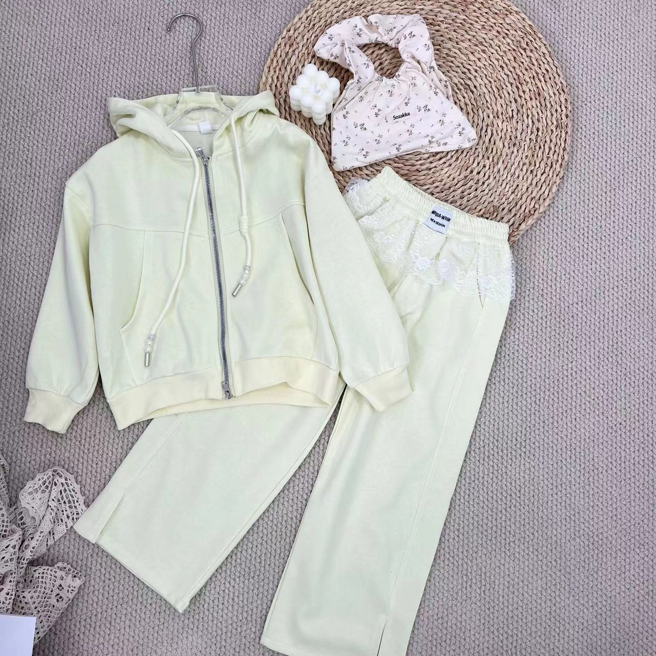 【米果妈】女童2025秋季新款卡通休闲连帽套装B3886