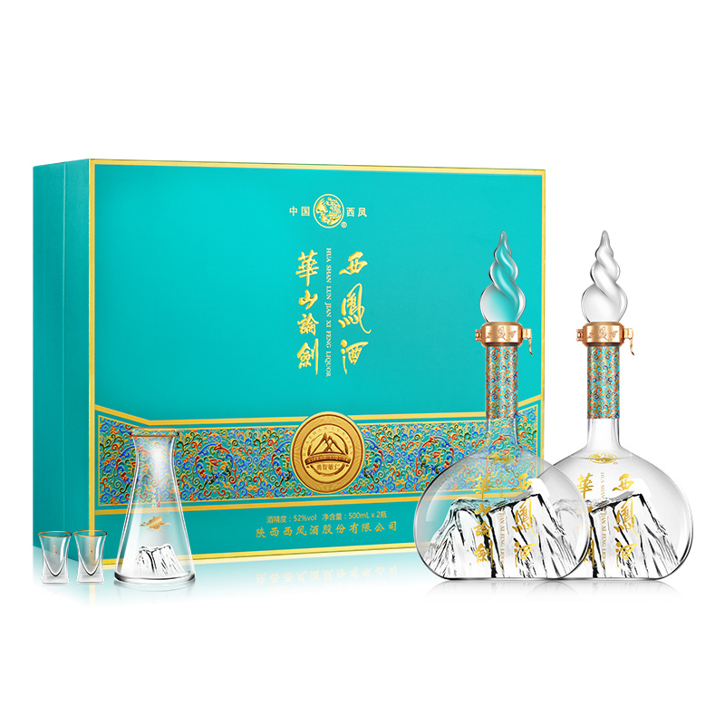 华山论剑勇智敏仁礼盒 52度 凤香型白酒 500ml*2瓶*2盒