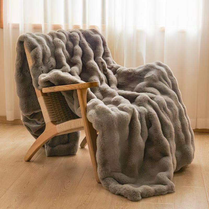 单层泡泡绒超柔毛毯