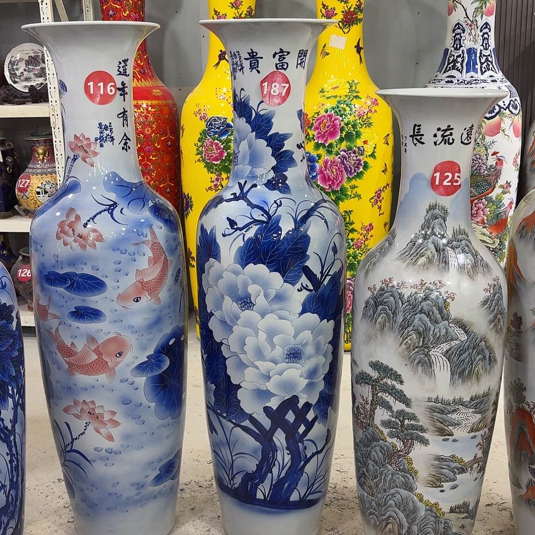 悦***）瓷摆件187号花开富贵一对1.4米