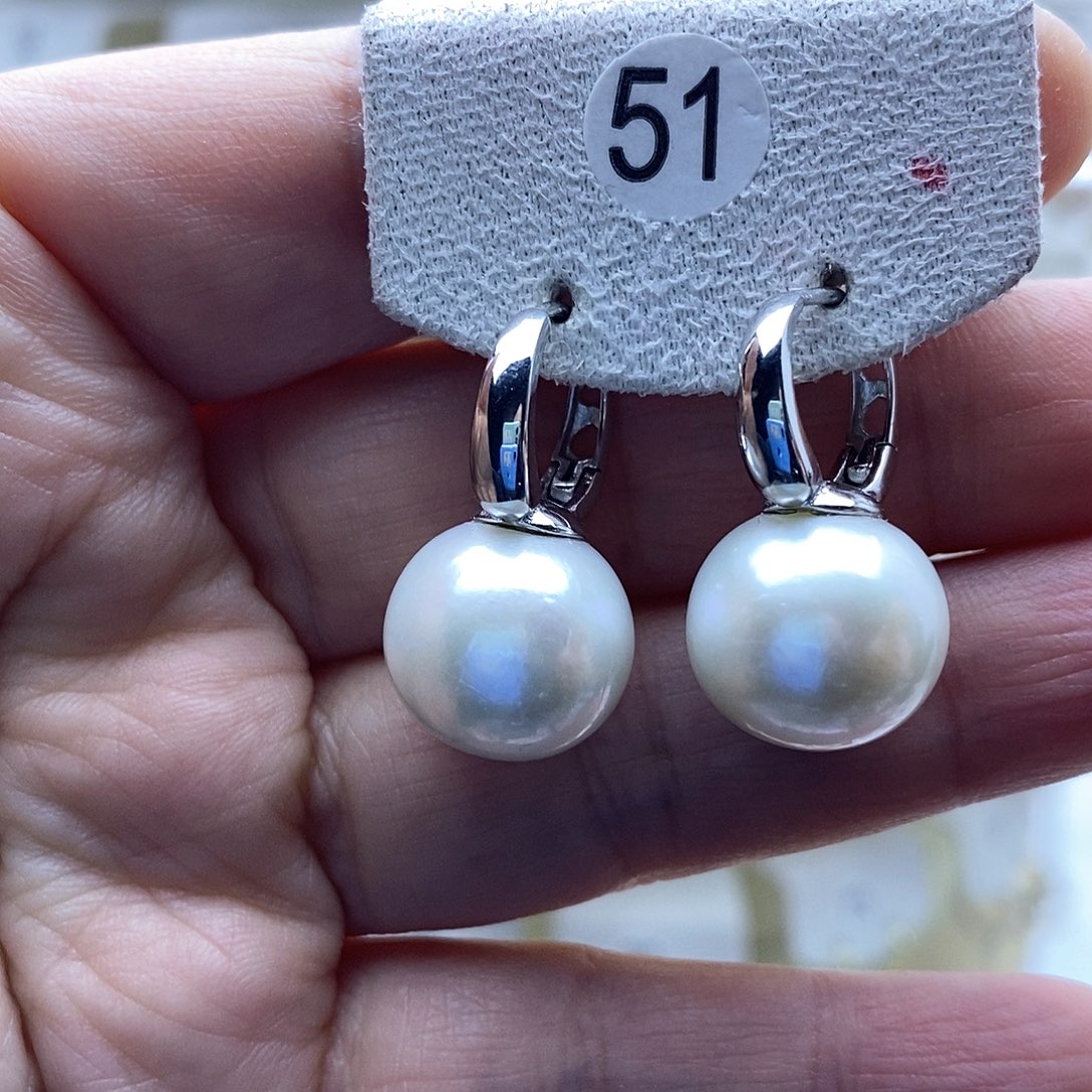 淡水珍珠耳饰银S925镶嵌
