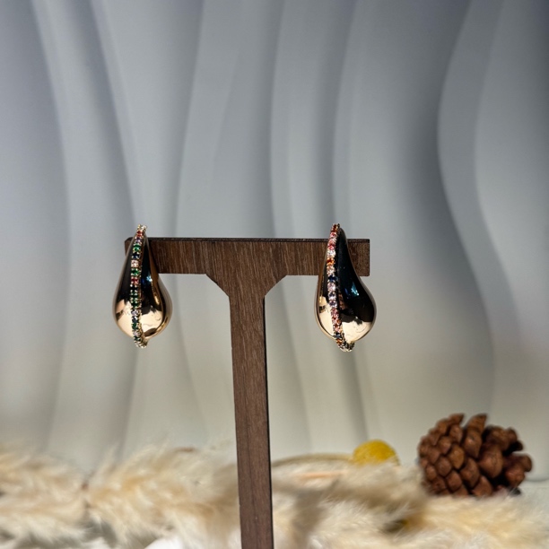 铜合金锆石耳饰 新款异形彩钻耳环