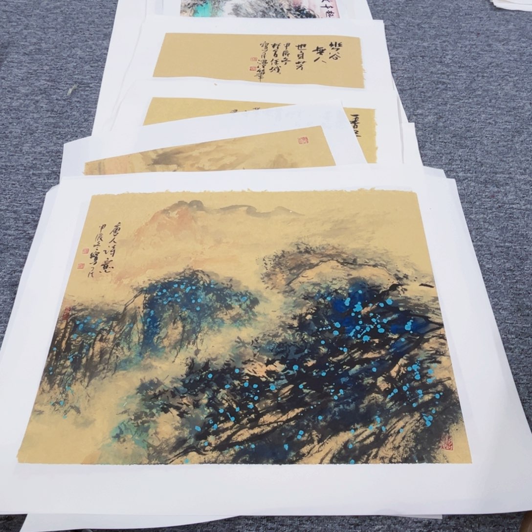 国画杜宝民老师四尺三开绘画带托底