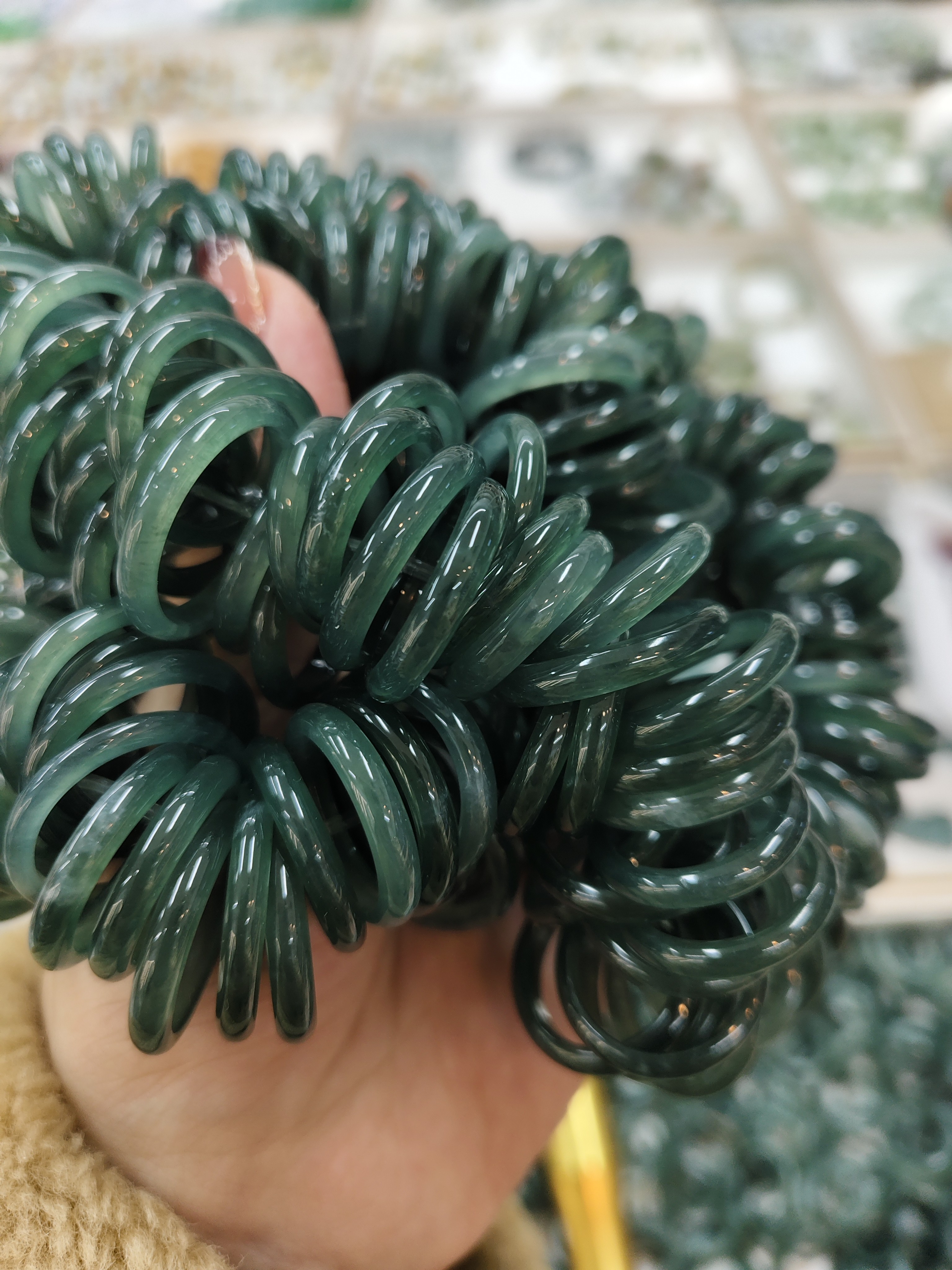 天然翡翠a货戒指男女款情侣戒圈细素圈