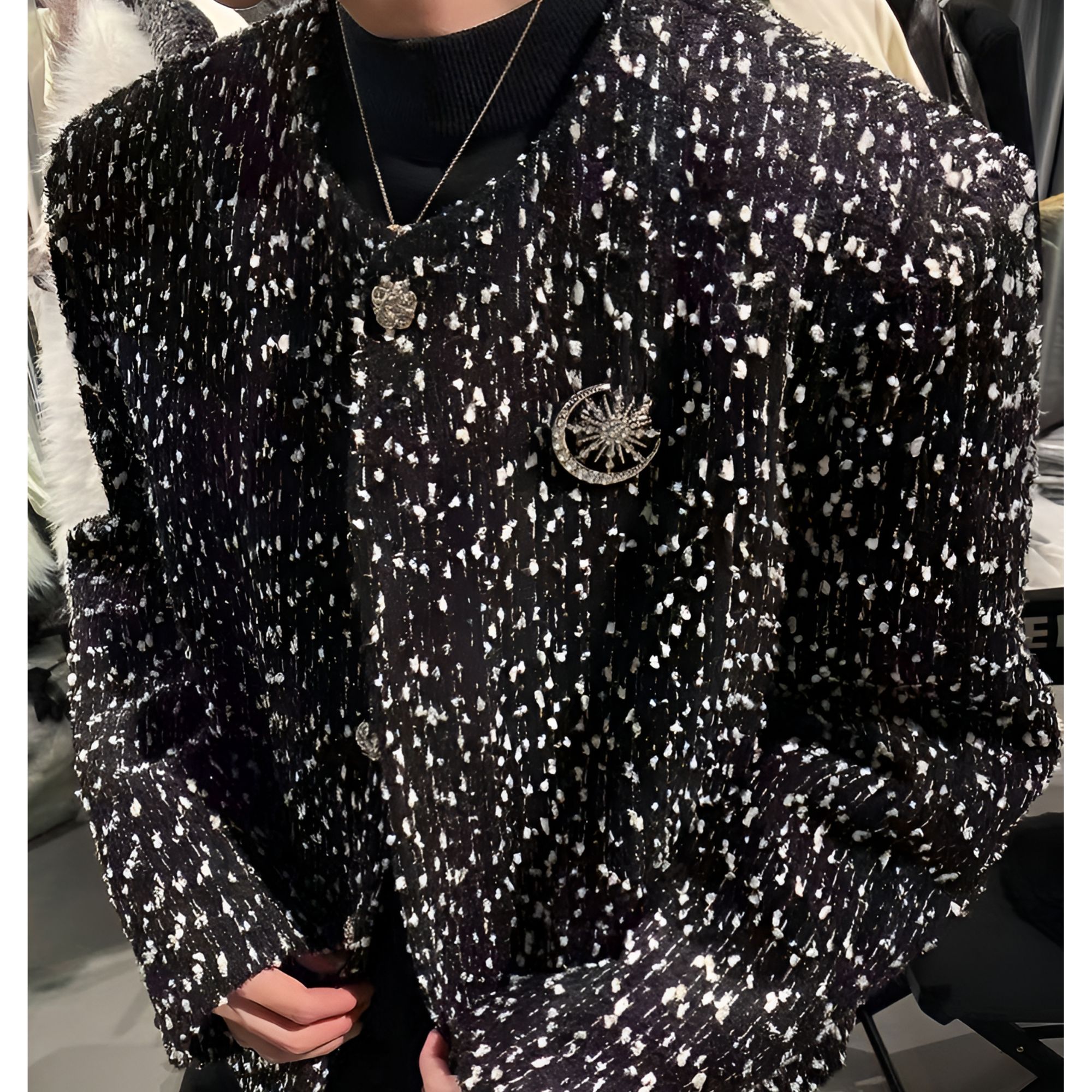 OOTD | 外套新品-黑色雪花小香风高级感轻奢定制垫肩潮流休闲百搭