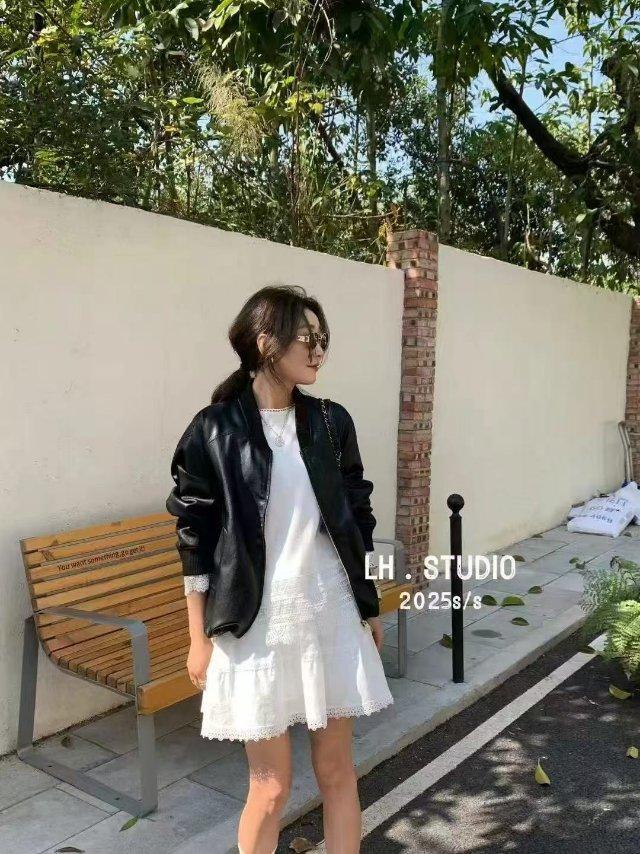 兰姐家～泥巴皮下摆抽绳螺纹领皮外套8058