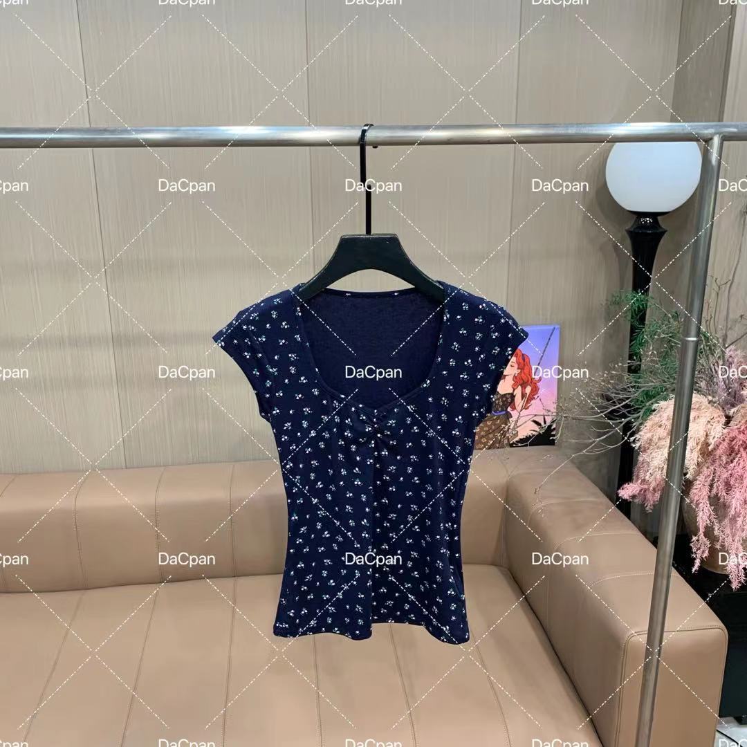 DACPAN-“茶歇故事”法式碎花V领褶皱上衣  2025/盼·YP186