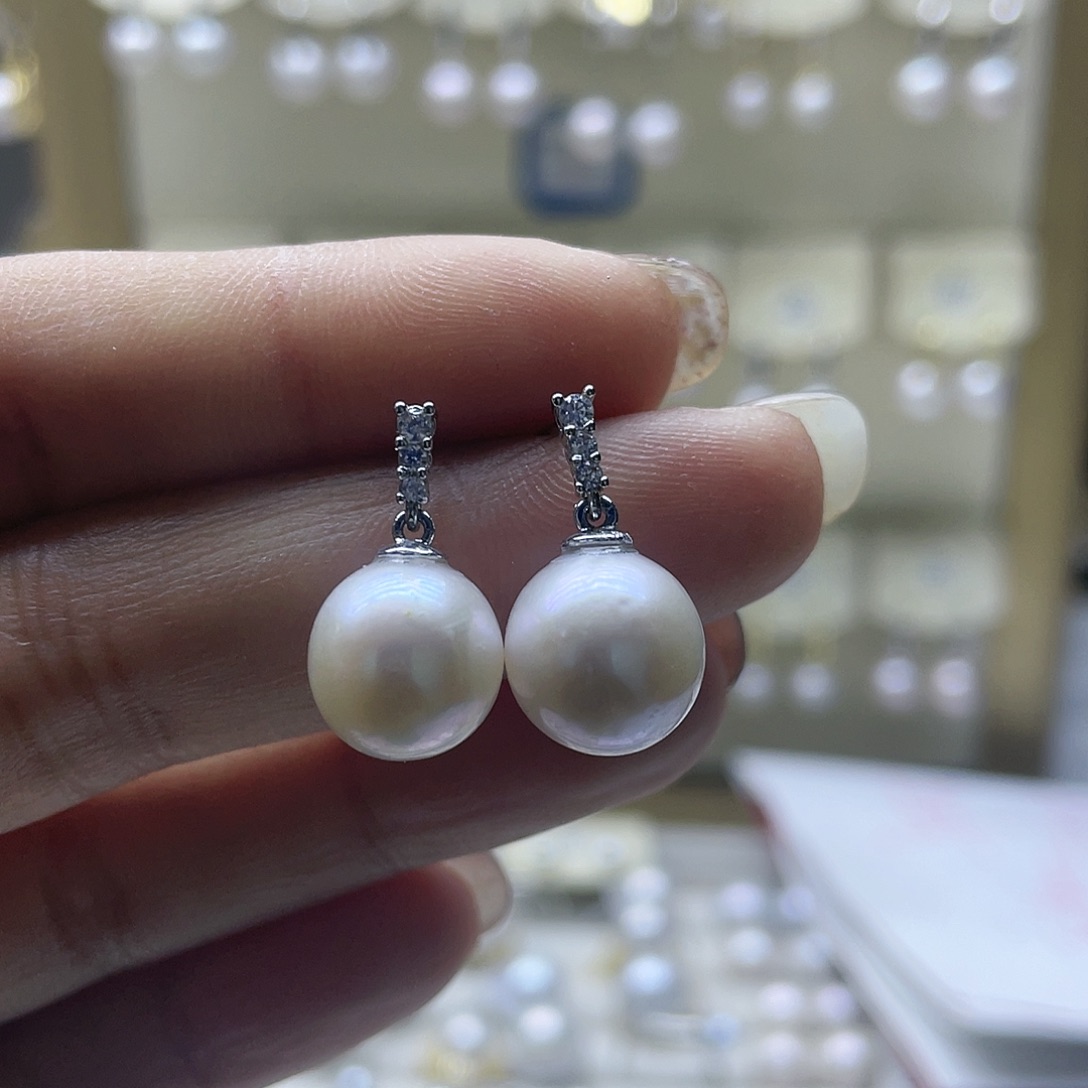 淡水珍珠耳饰银S925镶嵌