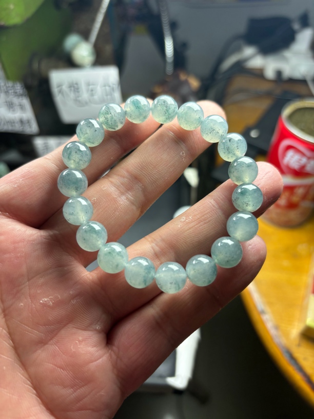 缅甸翡翠冰乌鸡蓝底卡10 19粒