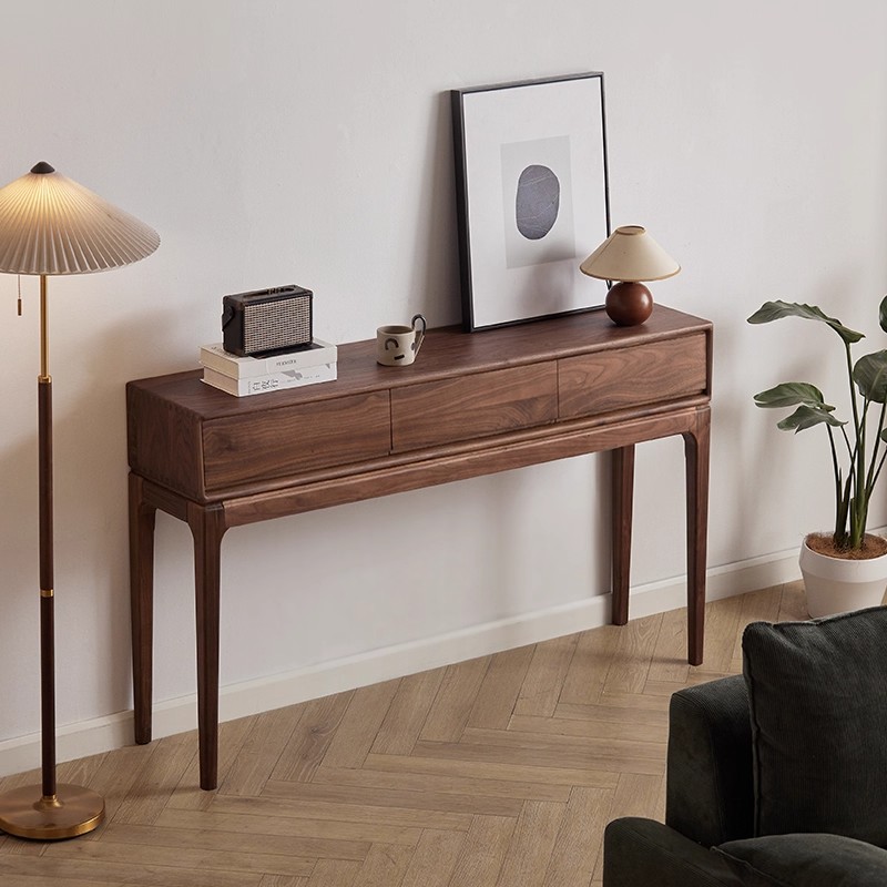 北美黑胡桃木玄关柜实木玄关桌门厅过道储物餐边柜长条案几高脚柜
