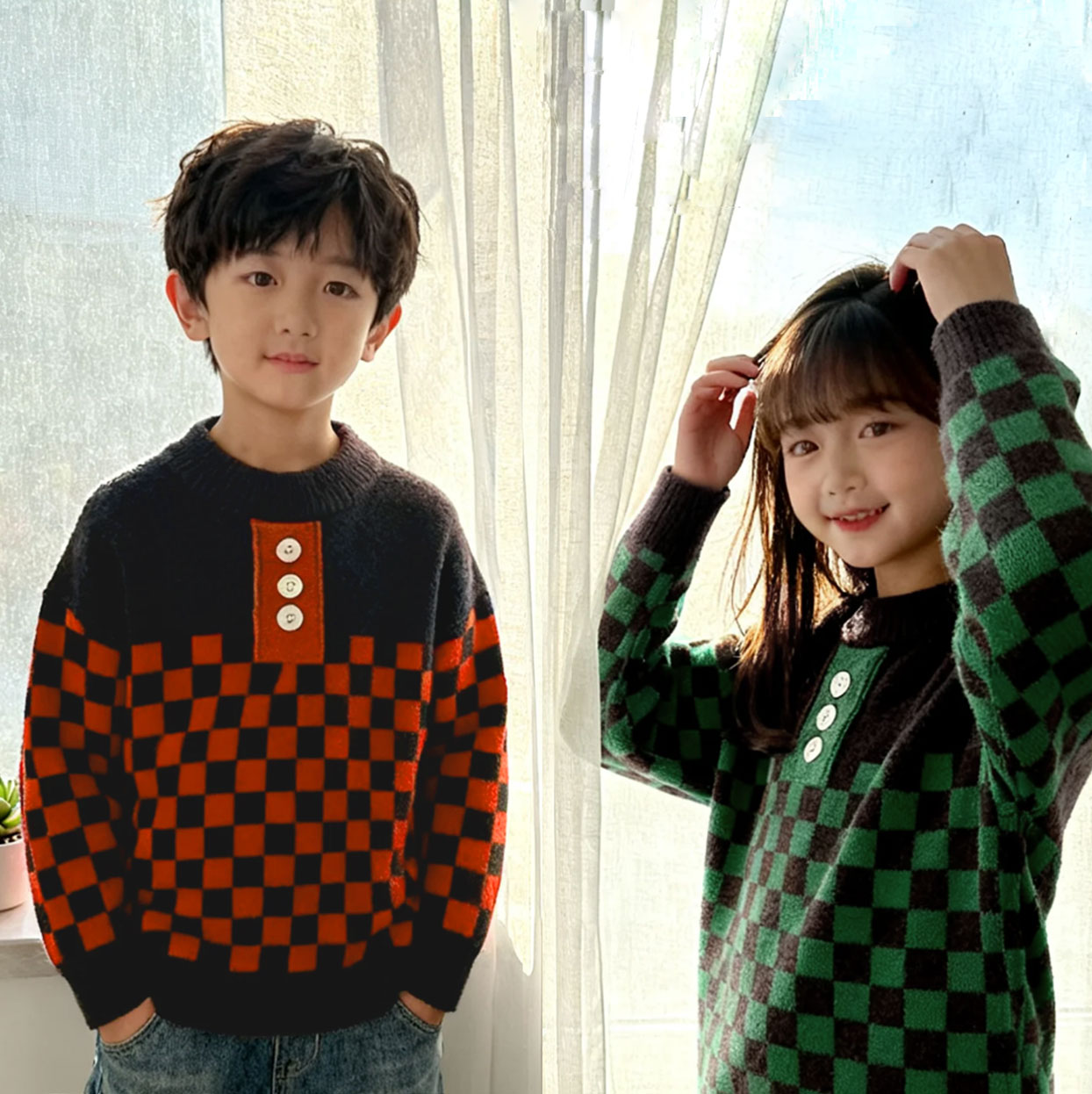  男女童毛衣加厚冬季2025新款韩版洋气百搭中大童