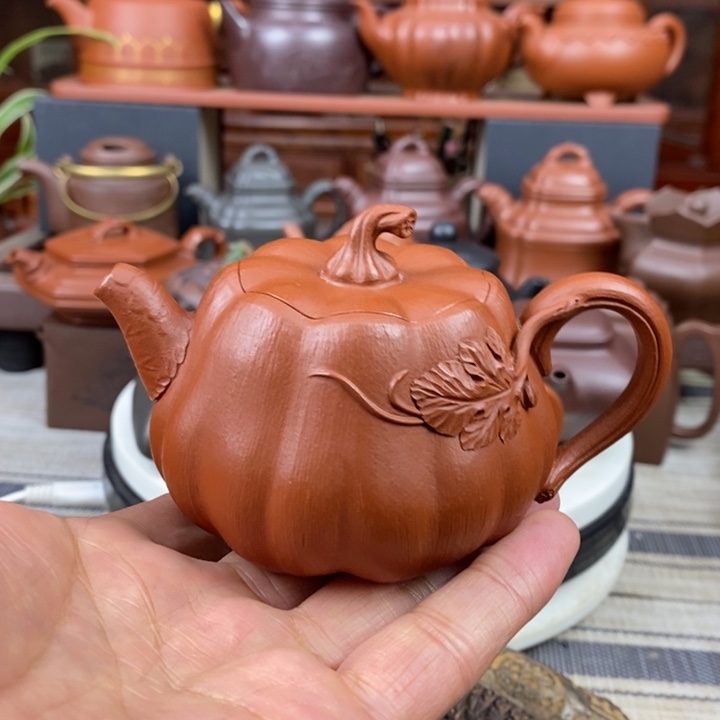 紫砂茶壶南瓜160cc原矿赵庄朱泥