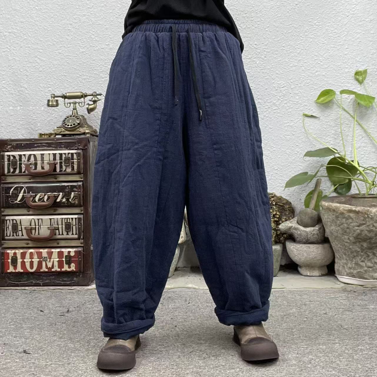 6117夹棉竖压12片南瓜裤棉裤休闲裤（长98臀围124脚口48