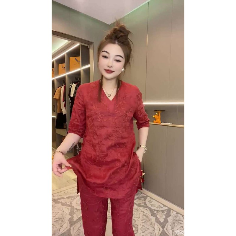 网红爆款时尚套装女2023年夏季新款韩版显瘦短袖V领上衣+哈伦裤潮