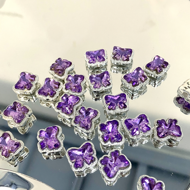 (洁雨饰品 DIY)  T280紫色蝴蝶结通孔串珠diy饰品配件