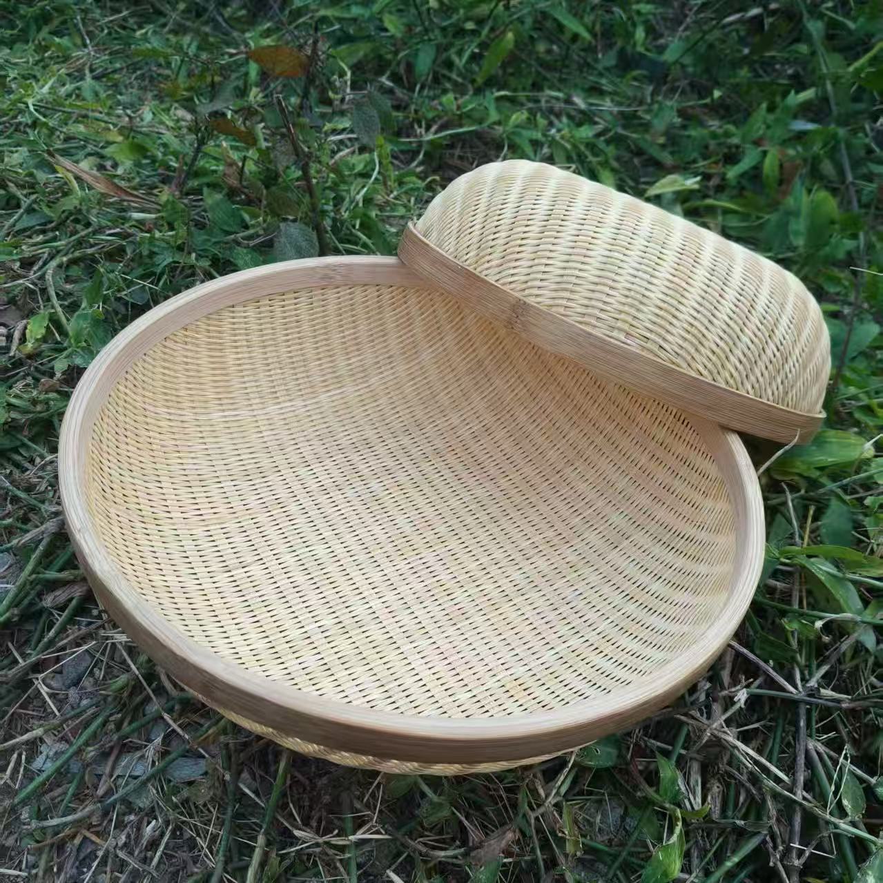精品竹丝细丝小资本色收纳筐水果筐馒头筐