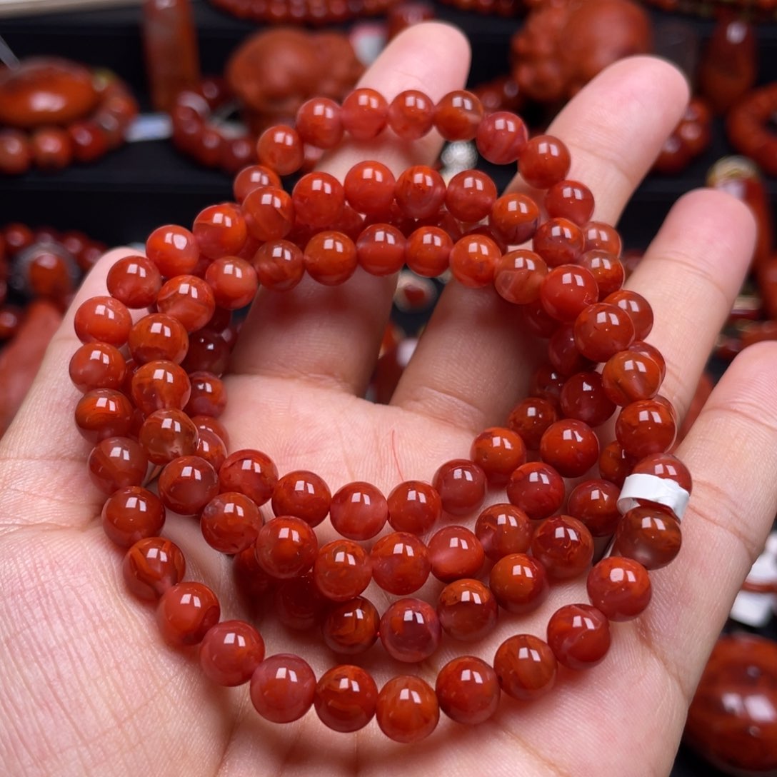 南红玛瑙珠宝奇石未镶嵌多圈7mm